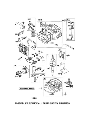 Cylinder/crankshaft/sump