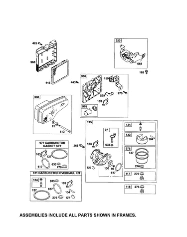 Muffler/carburetor/air cleaner