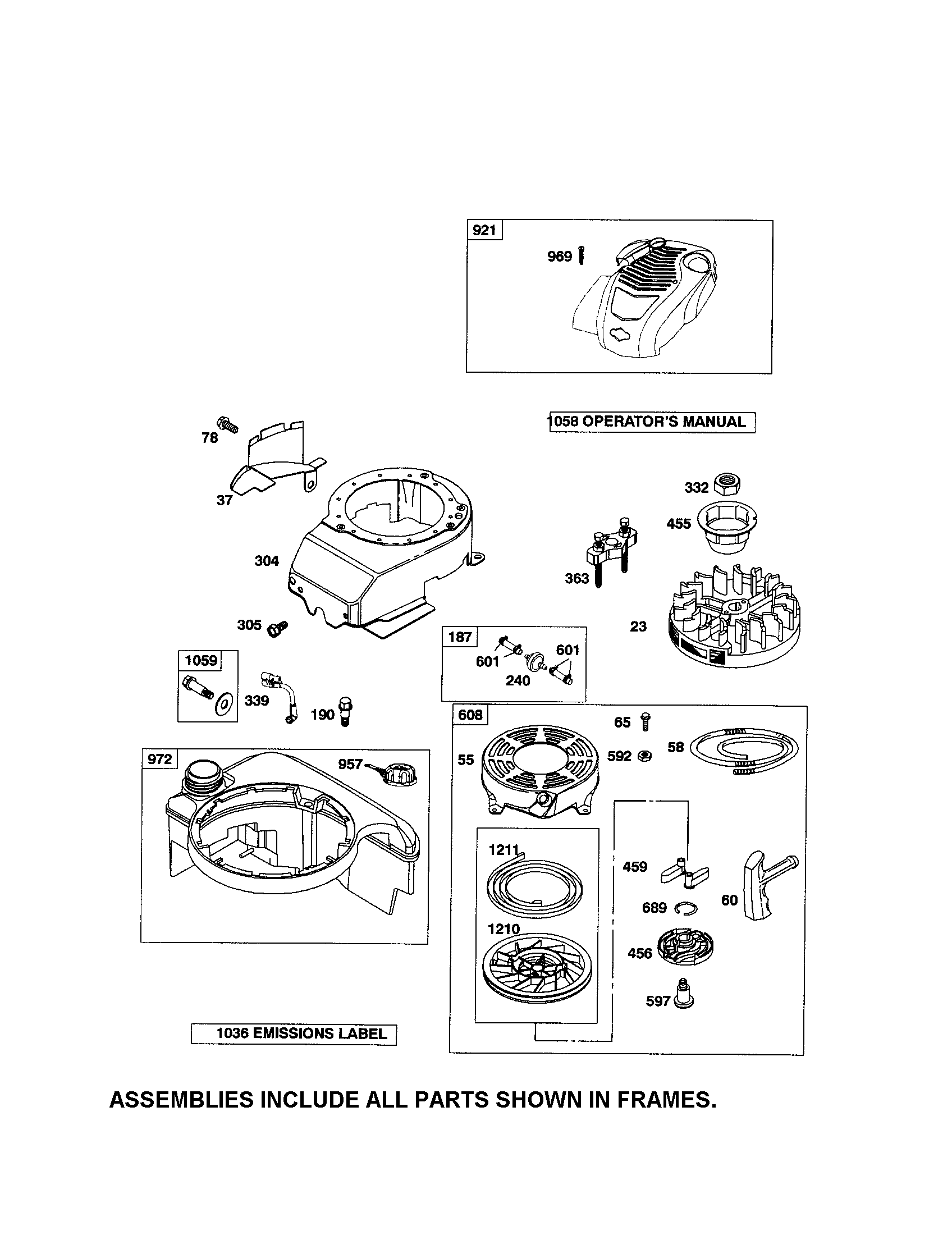 Rewind starter/fuel tank