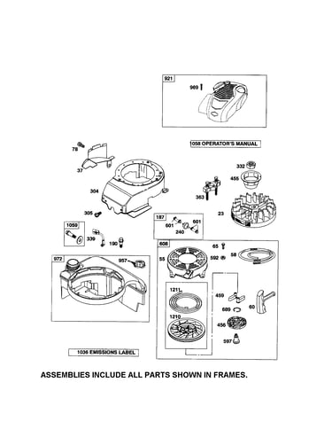 Rewind starter/fuel tank