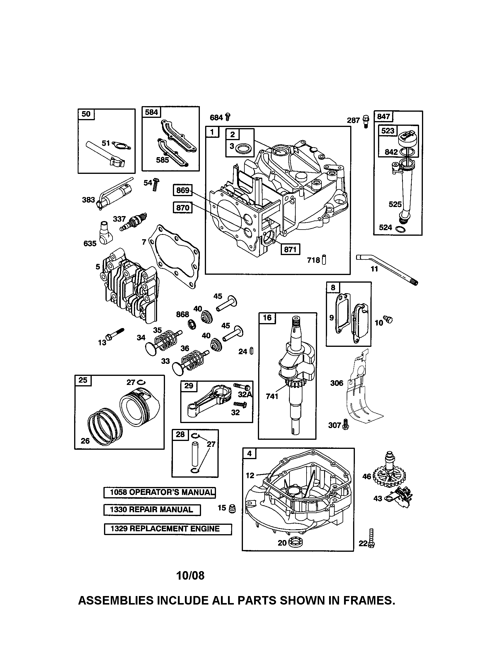 Cylinder/crankshaft/sump