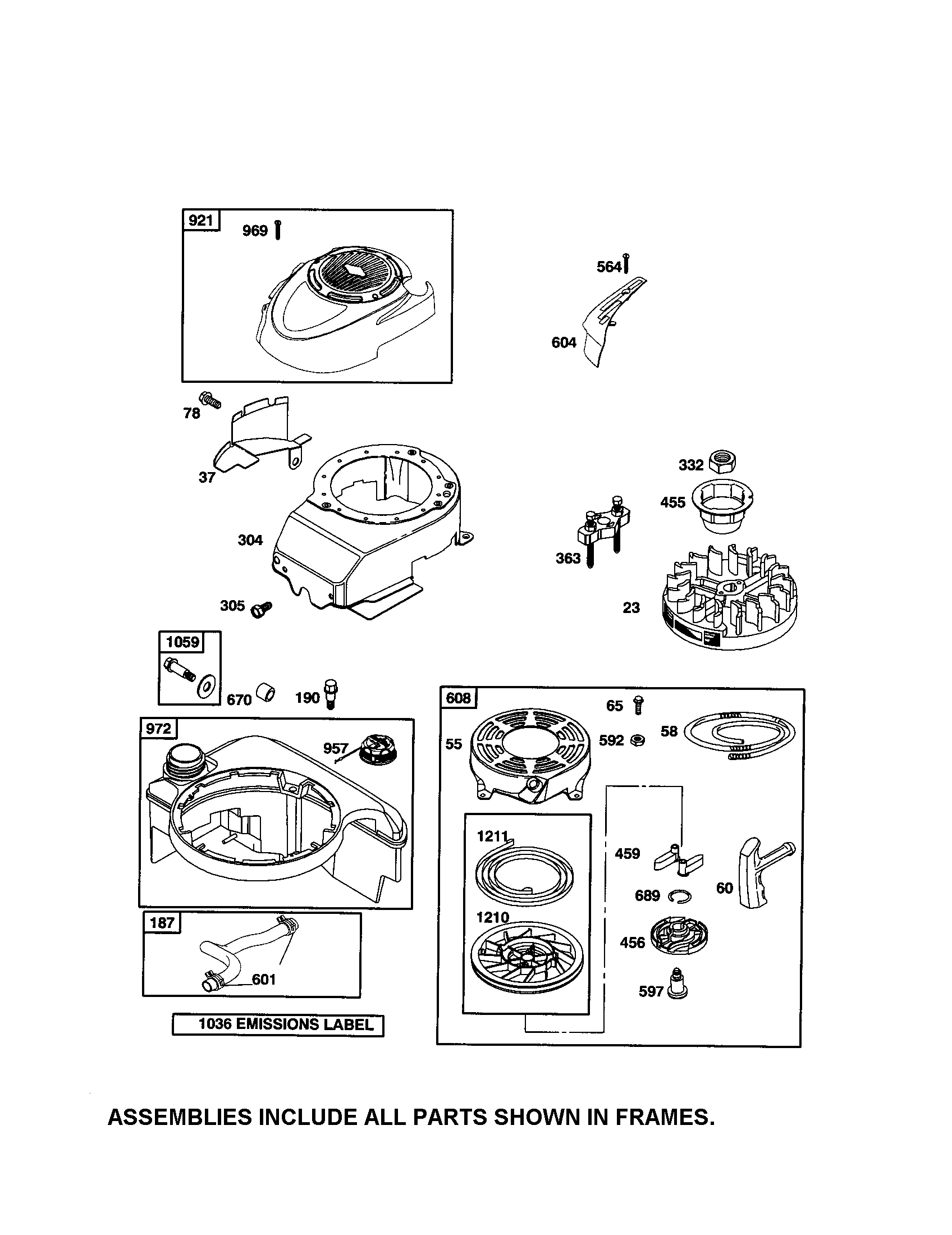 Fuel tank/rewind starter