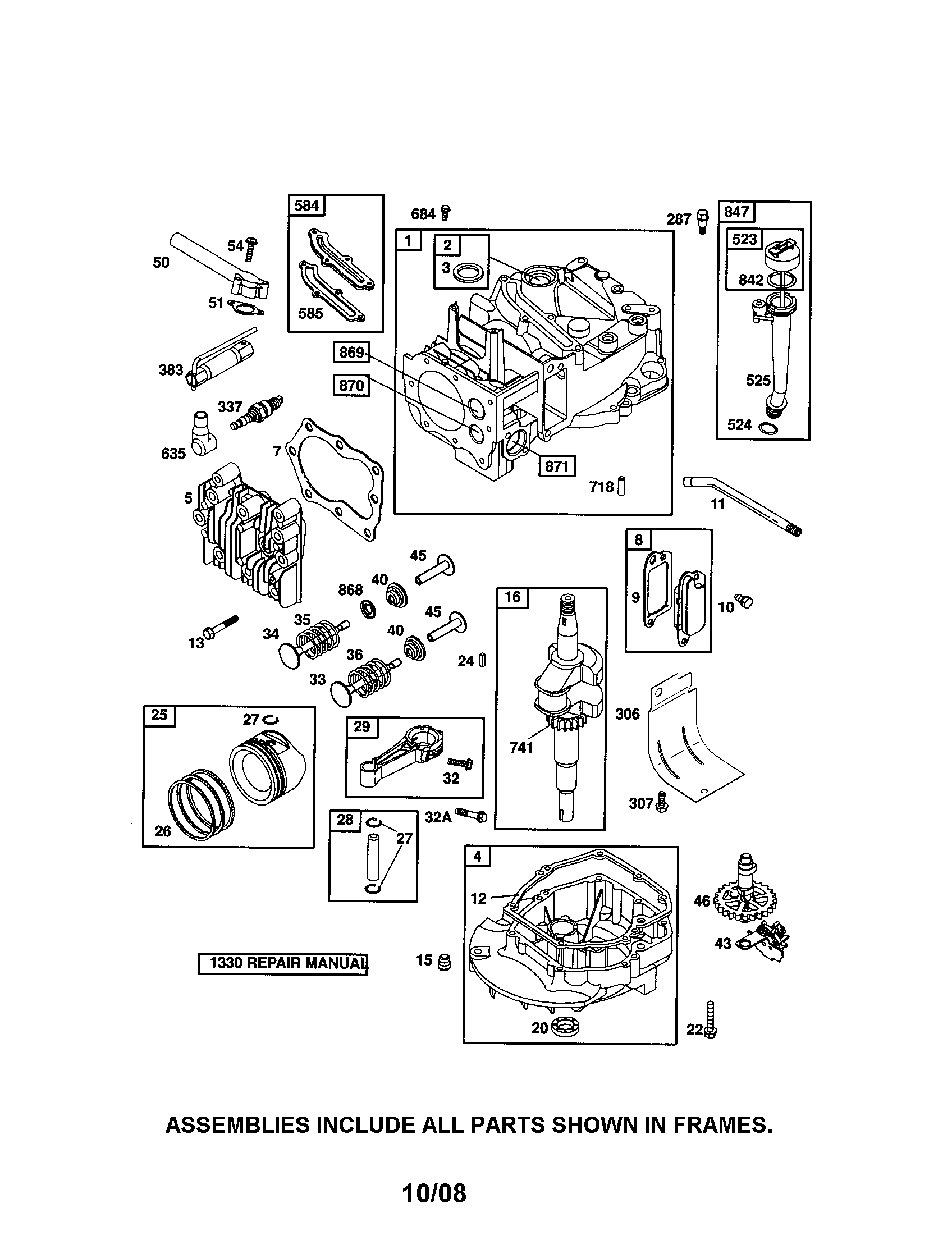 Cylinder/crankshaft/sump