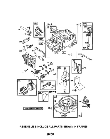 Cylinder/crankshaft/sump
