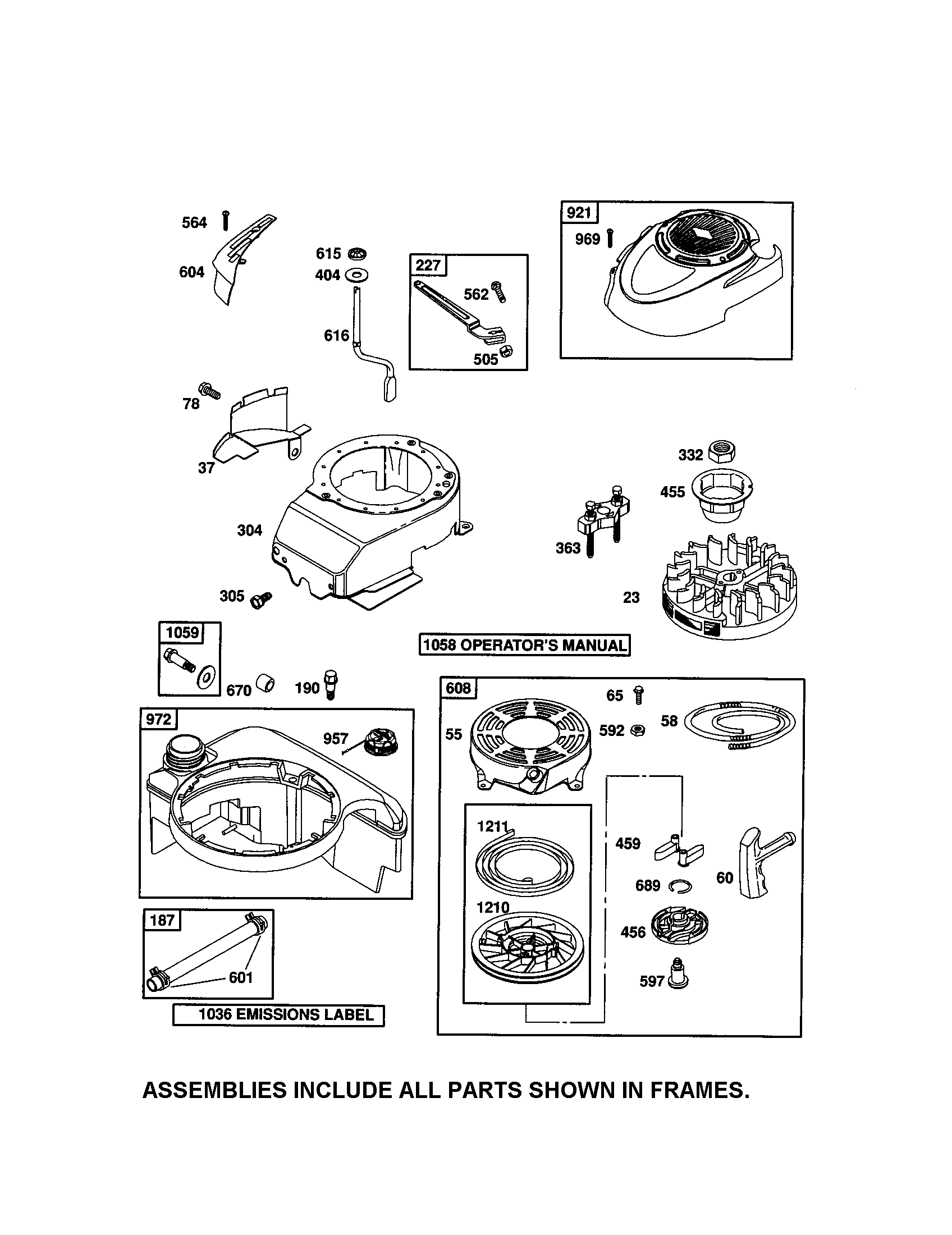 Rewind starter/fuel tank