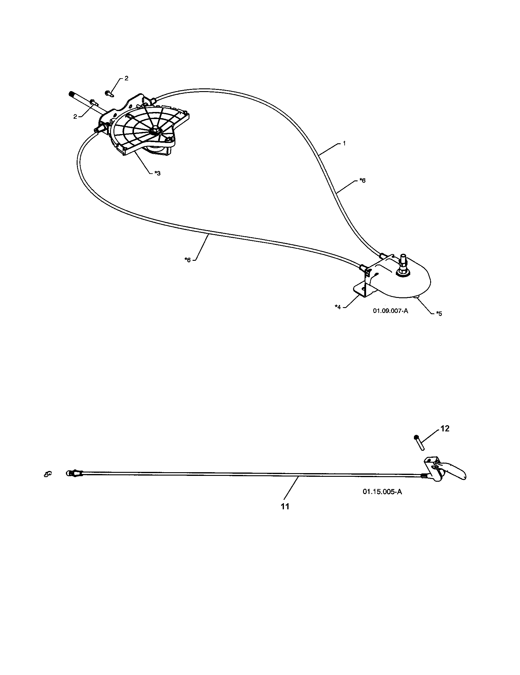Lever/cable rotator/steer cable