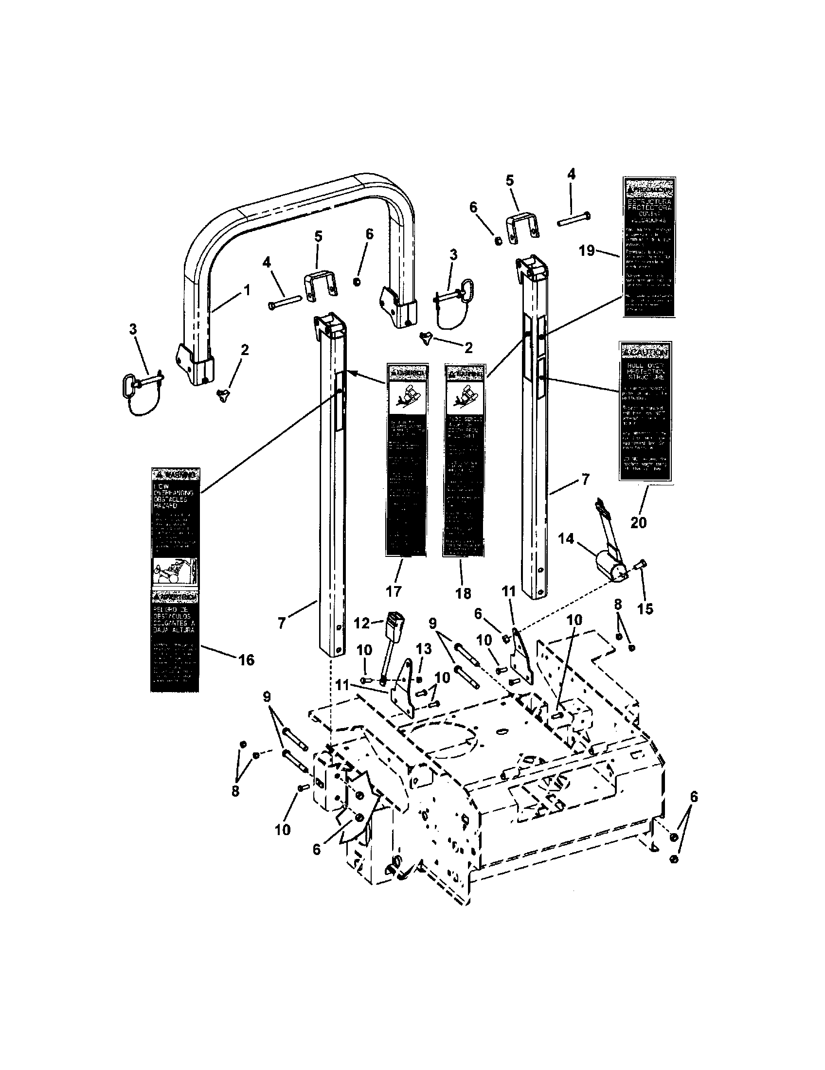 Roll bar protective structure