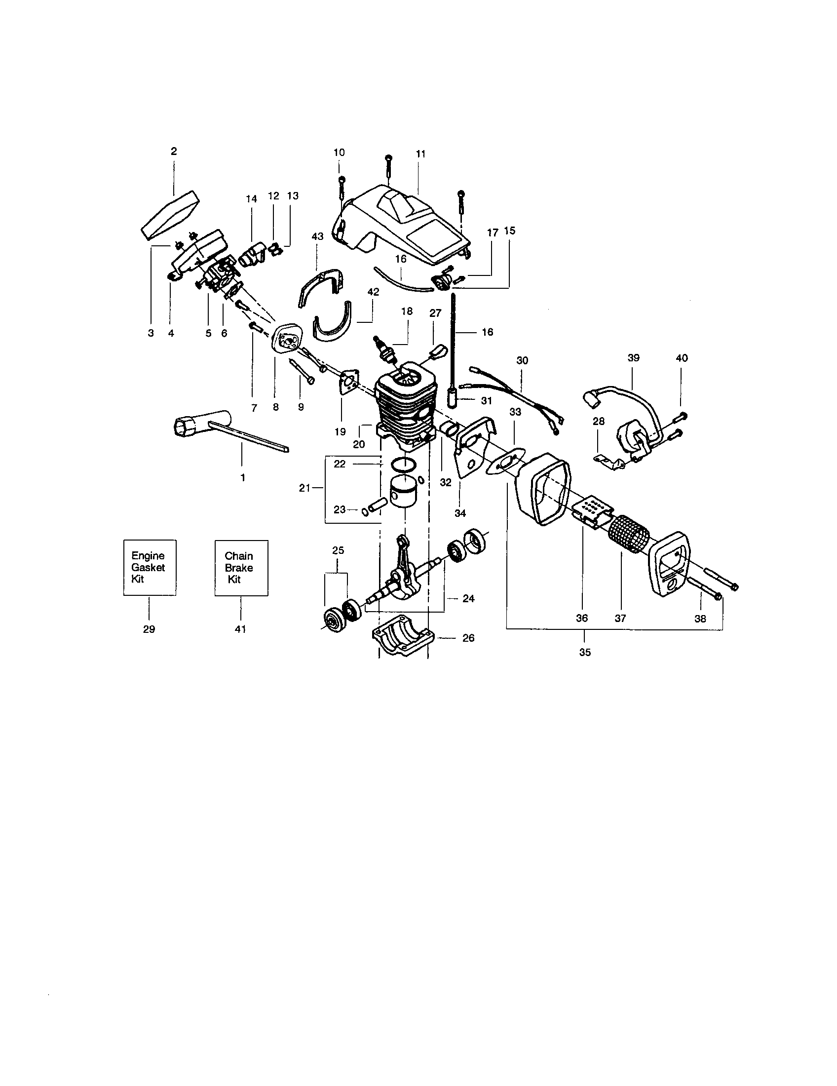 Cylinder/crankshaft/shield
