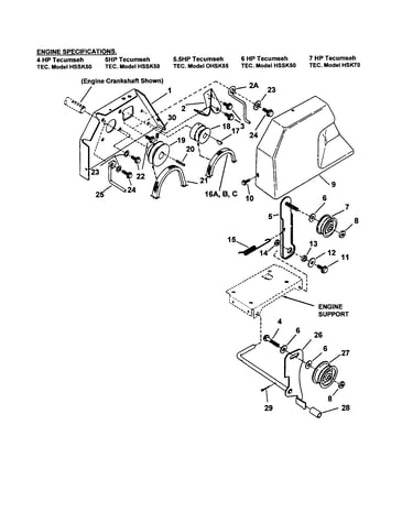 Engine/pulley/idler/clutch system