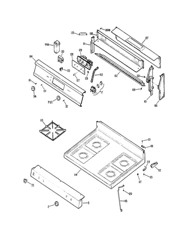 Backguard/cooktop