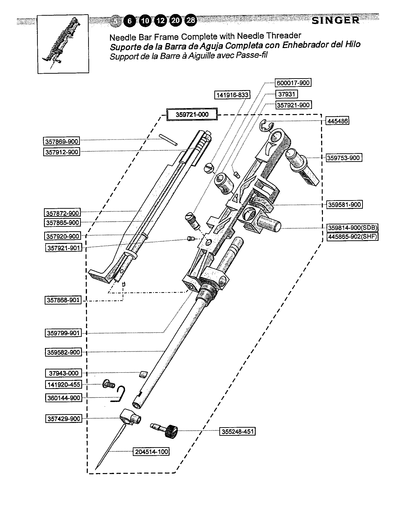 Needle bar frame
