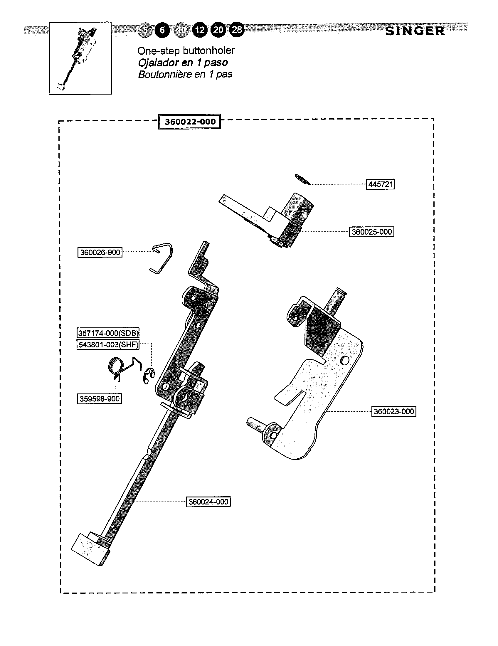 One-step buttonholer