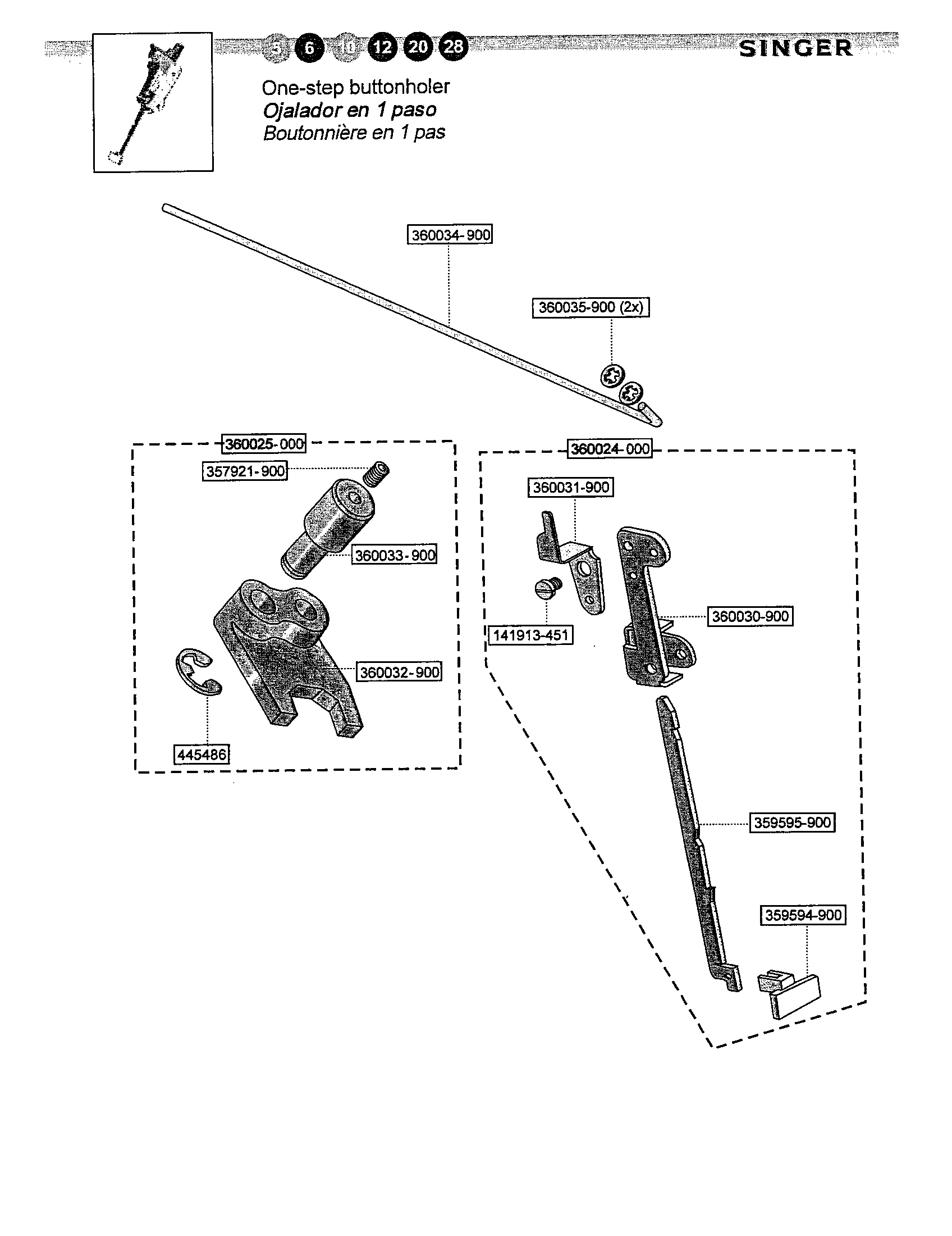 One-step buttonholer