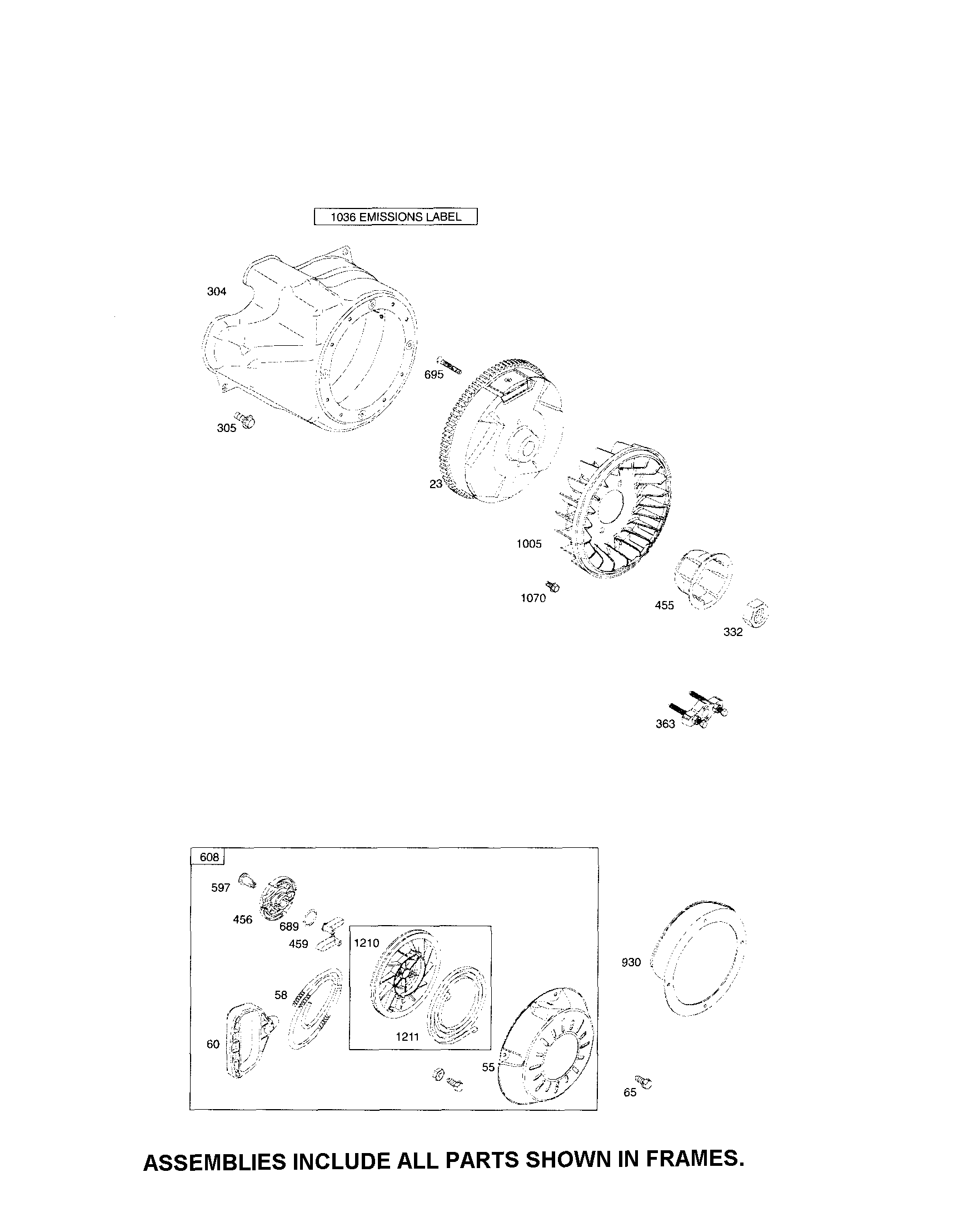 Rewind starter/blower housing
