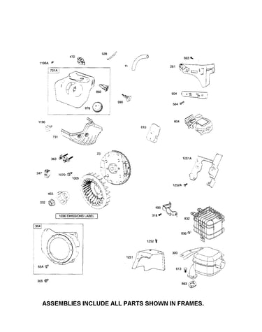 Hood/muffler/blower housing