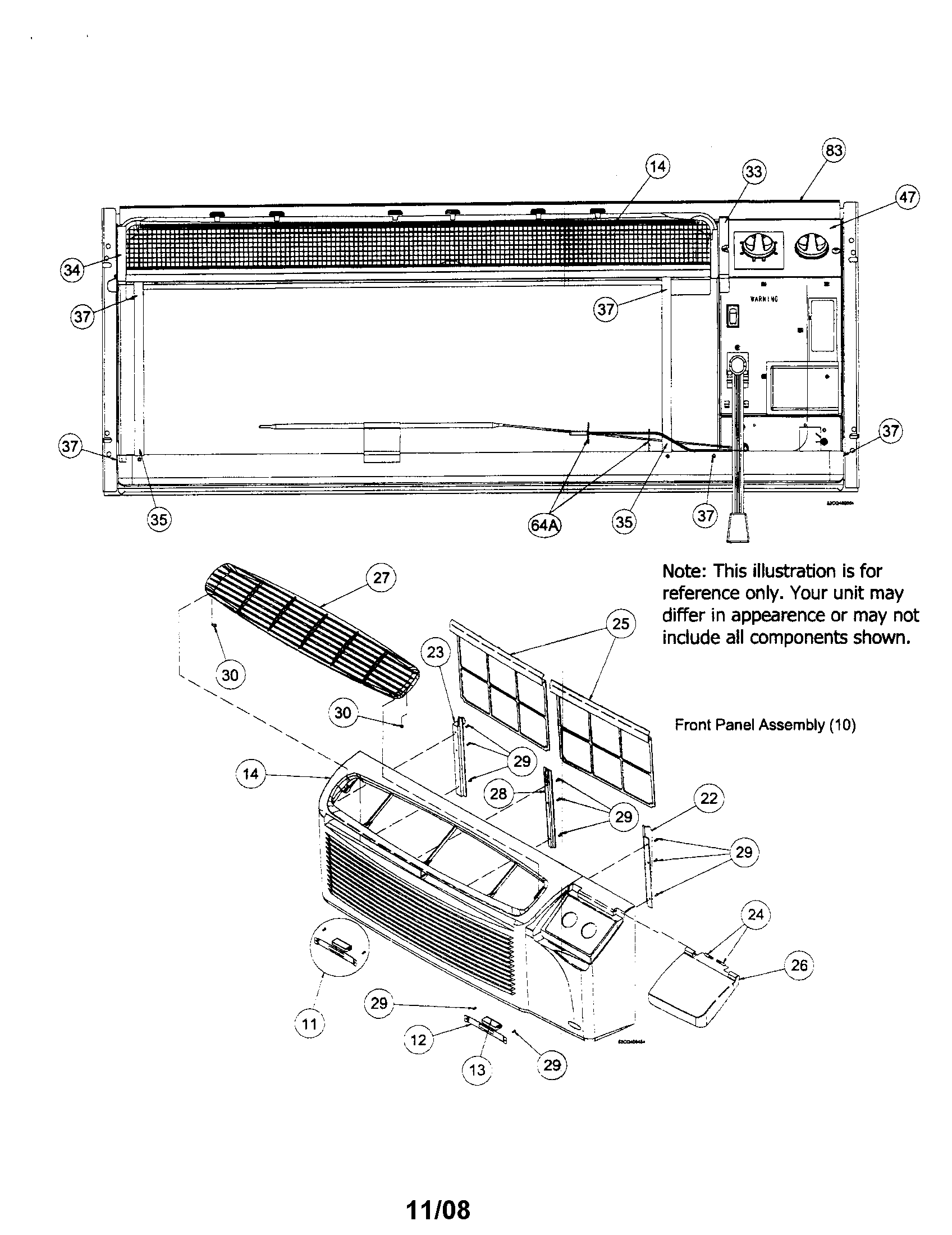 Front panel/control panel