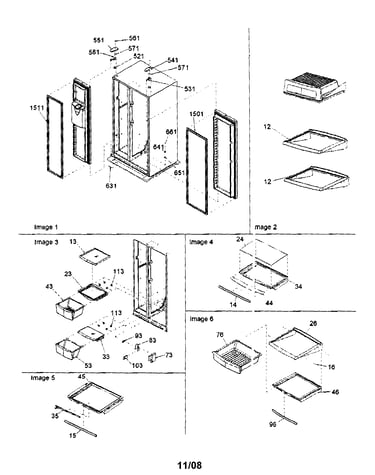 Hinges, refrigerator shelving