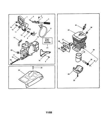 Cylinder/shield/clutch cover