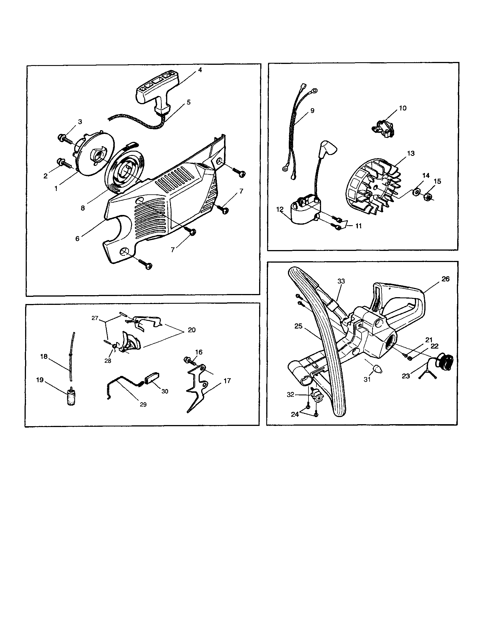Fan housing/flywheel/ignition