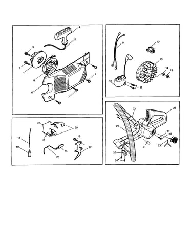 Fan housing/flywheel/ignition