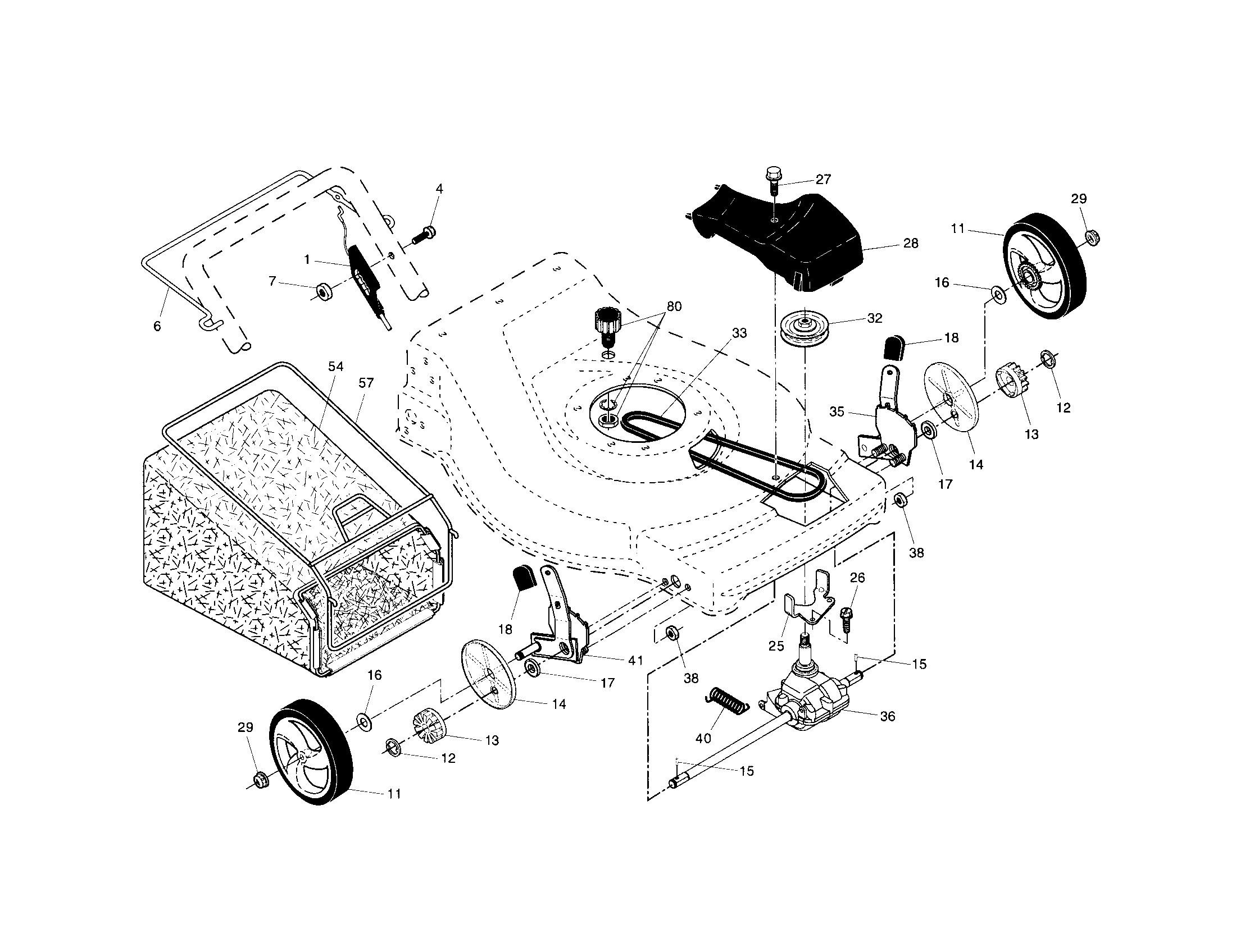 Drive control/gear case/wheels