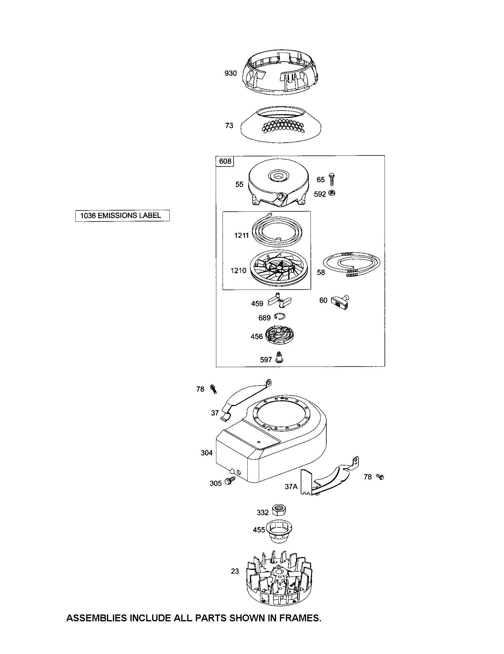 Rewind starter/blower housing