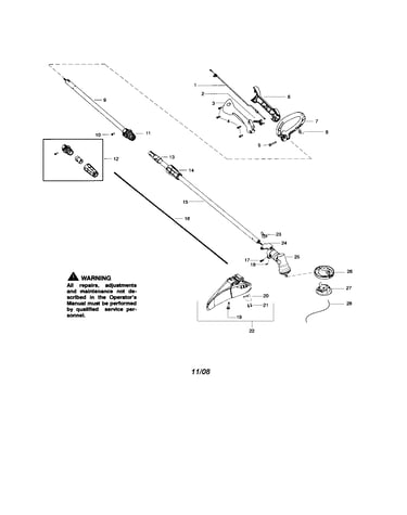 Drive shaft/handle/shield