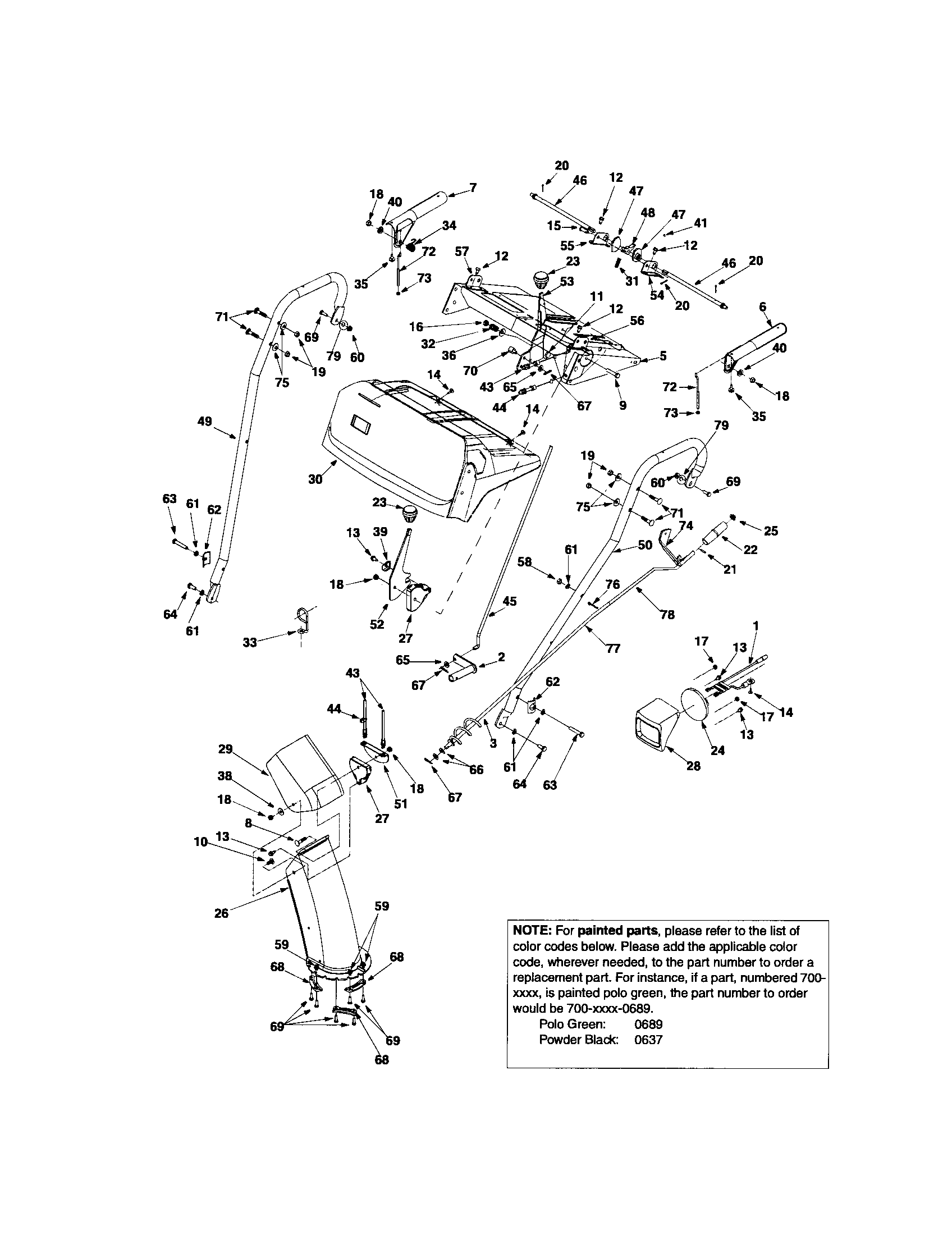 Handle panel/lower chute