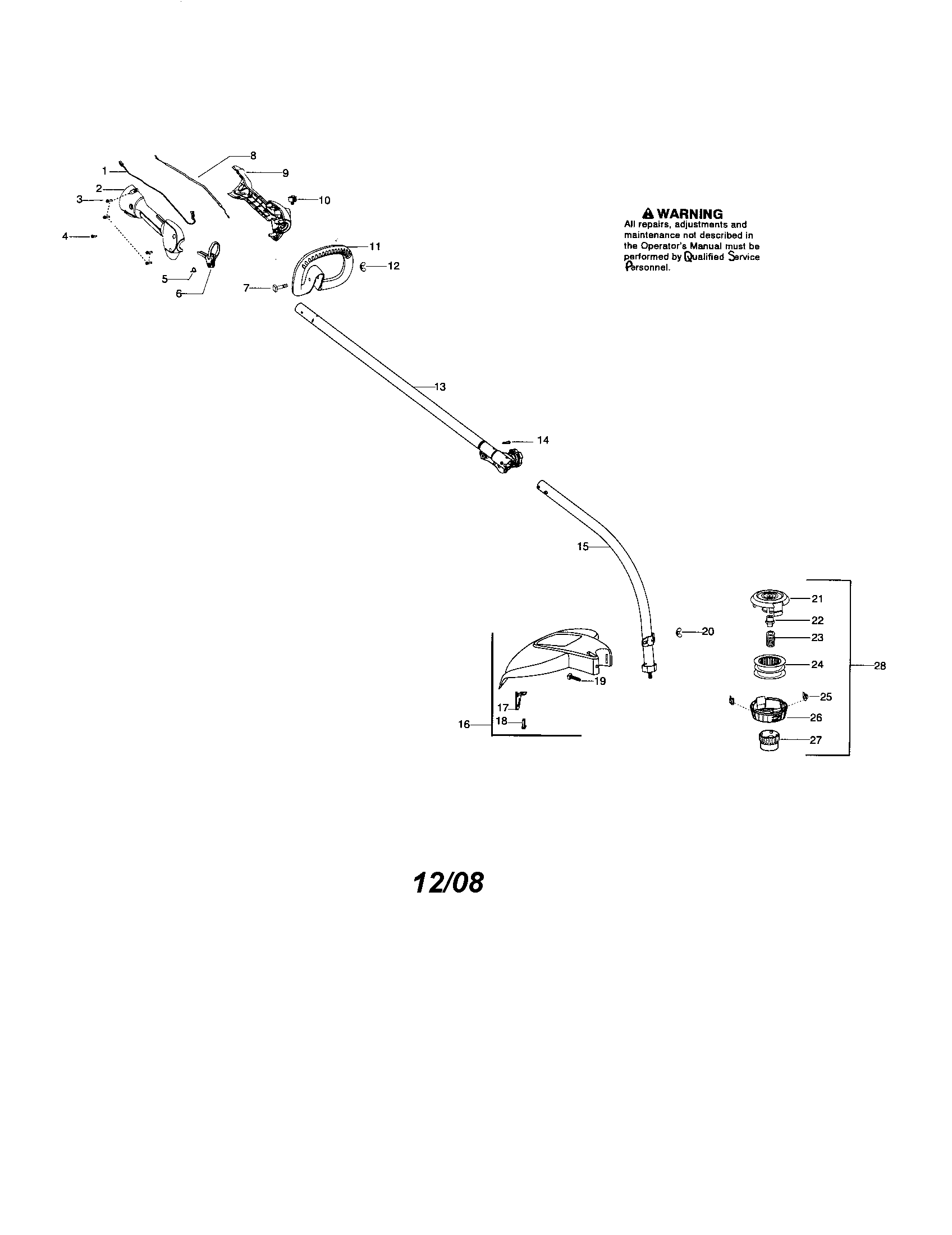 Handle/driveshaft/shield
