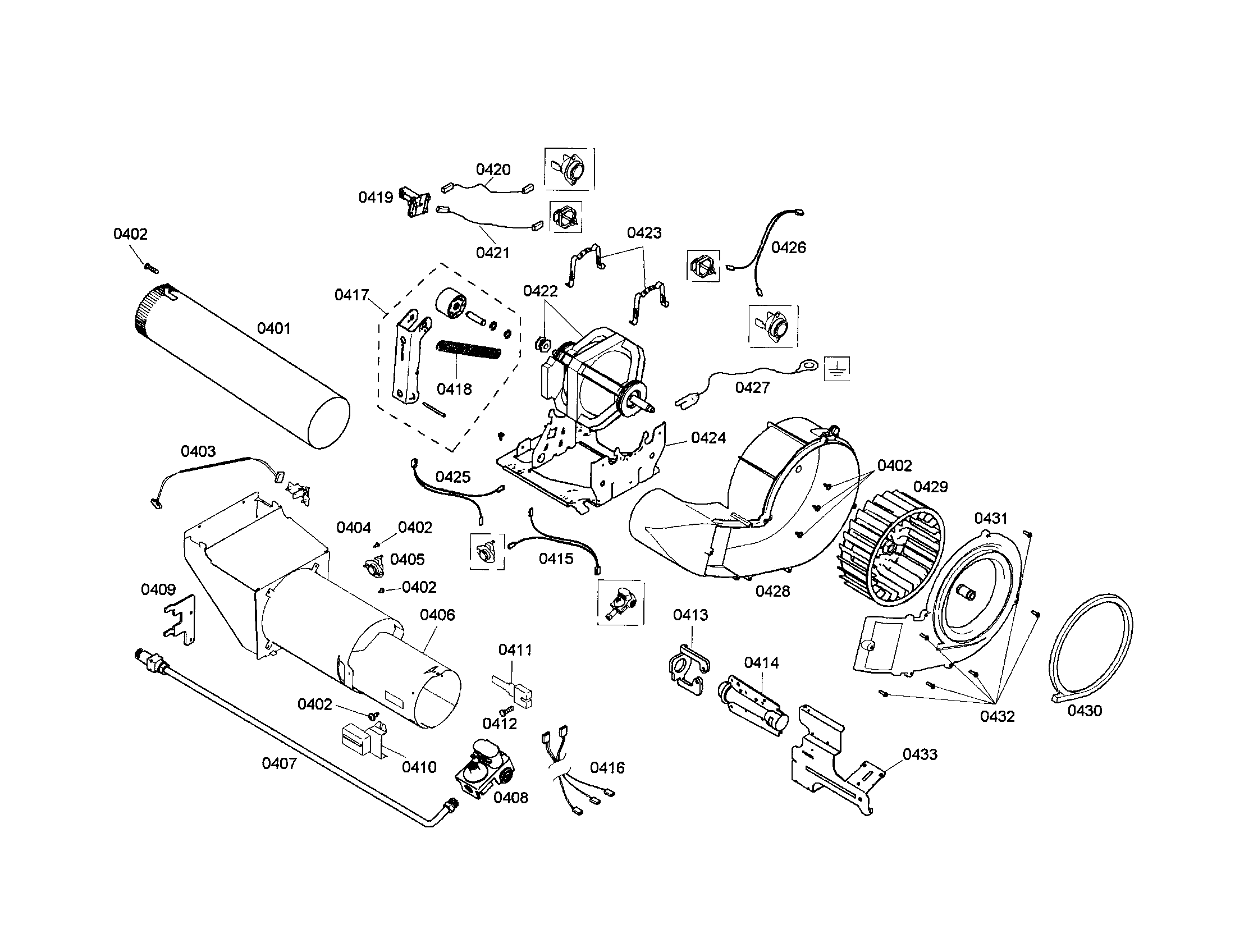 Motor support/fan housing