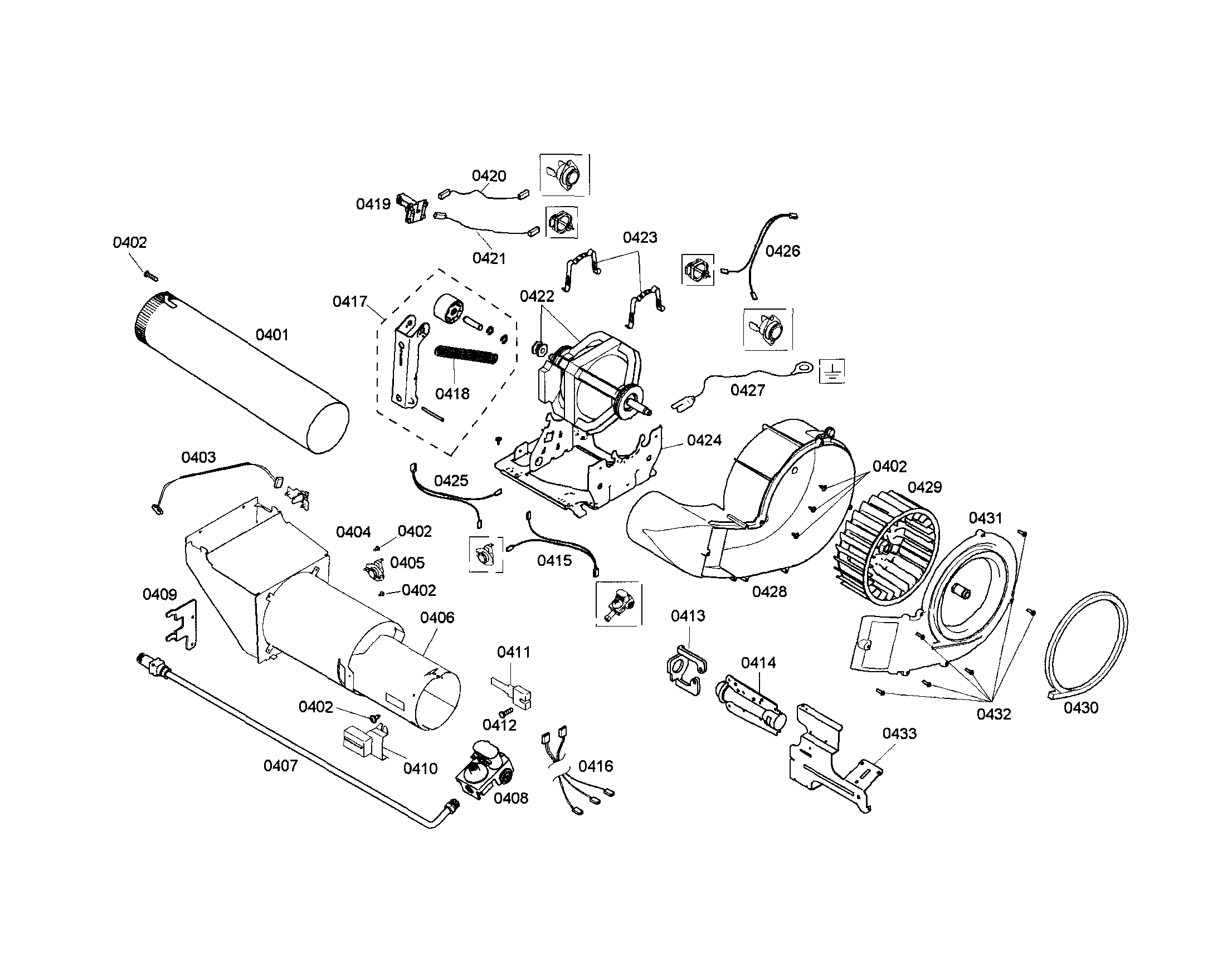 Motor support/fan housing