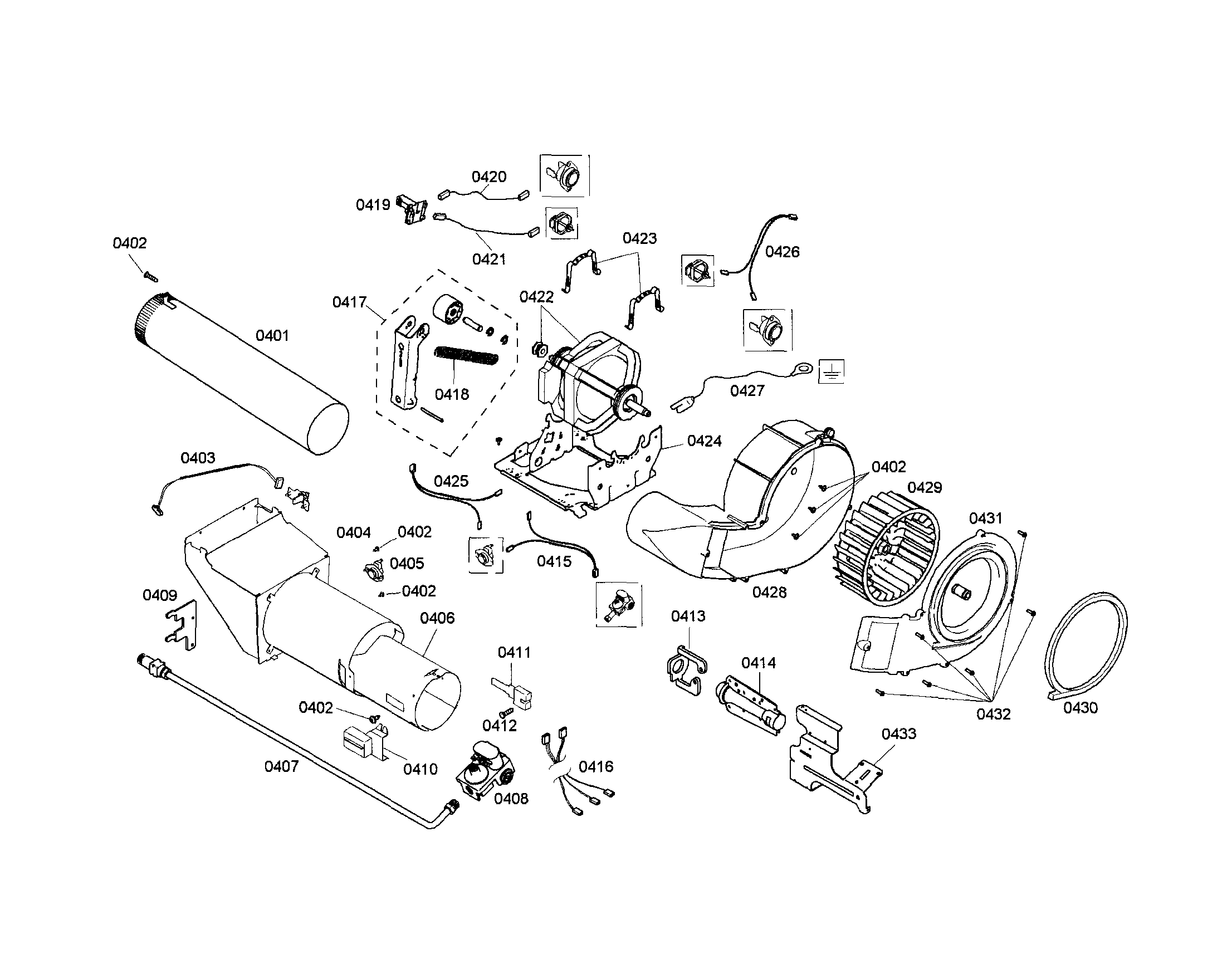 Motor support/fan housing