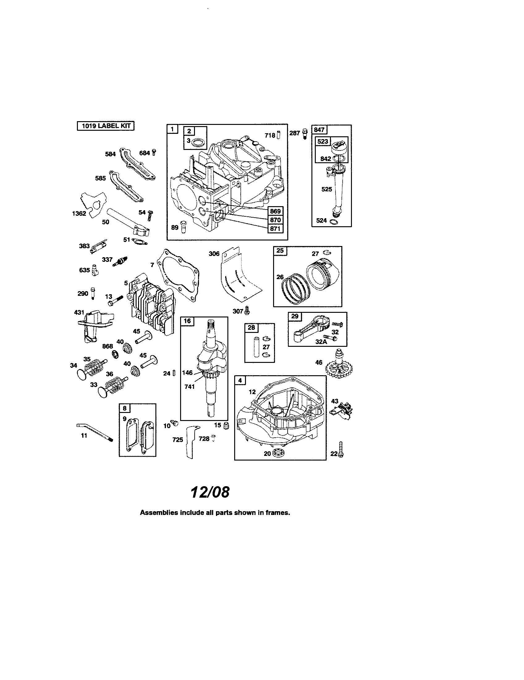 Cylinder/crankshaft/sump