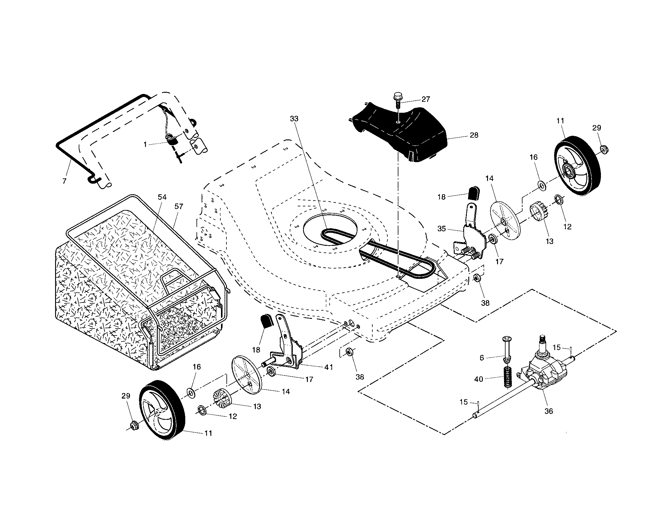 Drive control/gear case/wheels