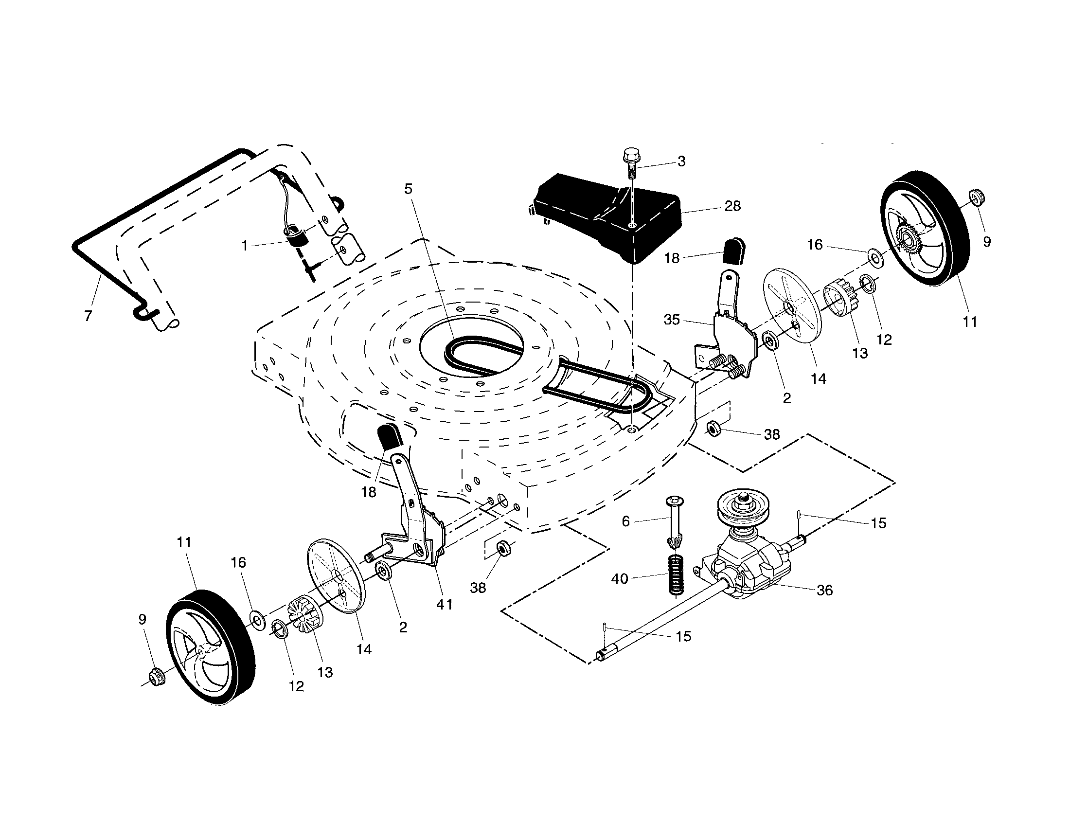 Drive control/gear case/wheels