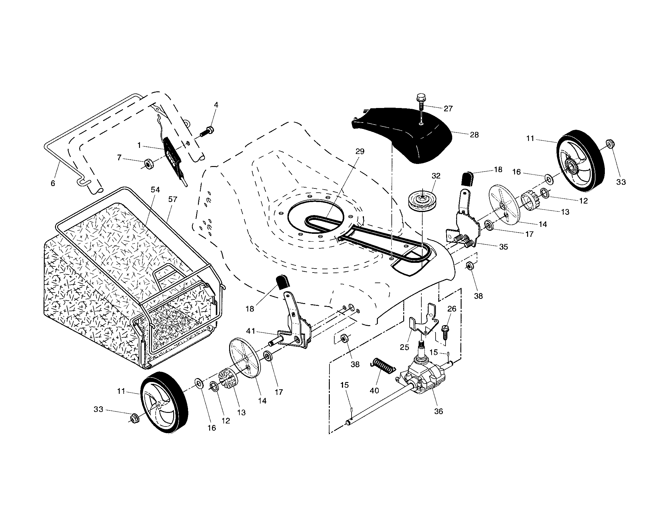 Drive control/gear case/wheels