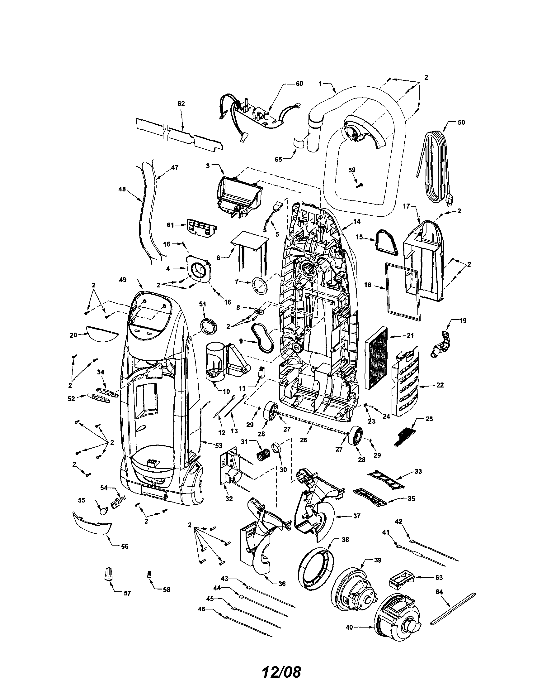 Dust compartment/motor