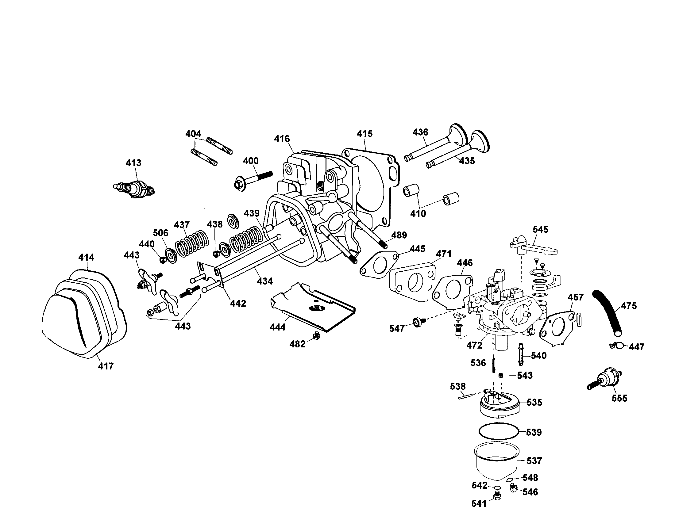 Cylinder head/carburetor