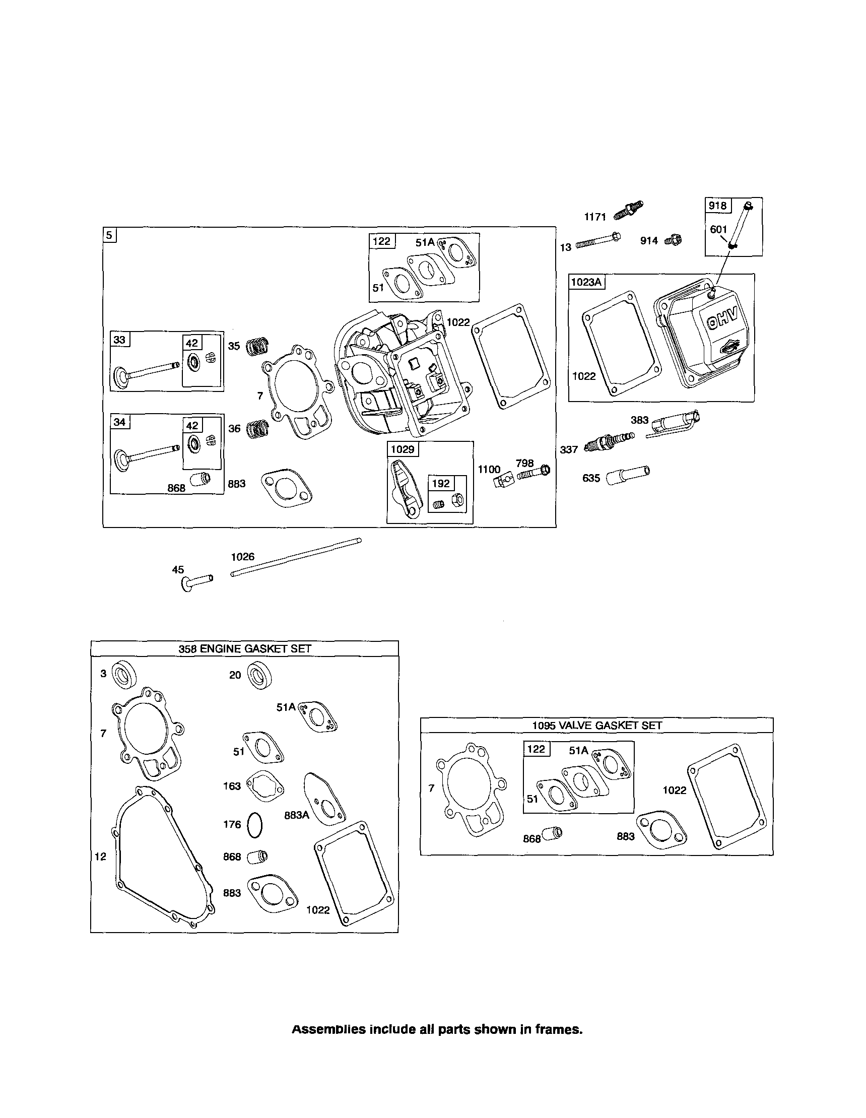Head-cylinder/gaskets sets