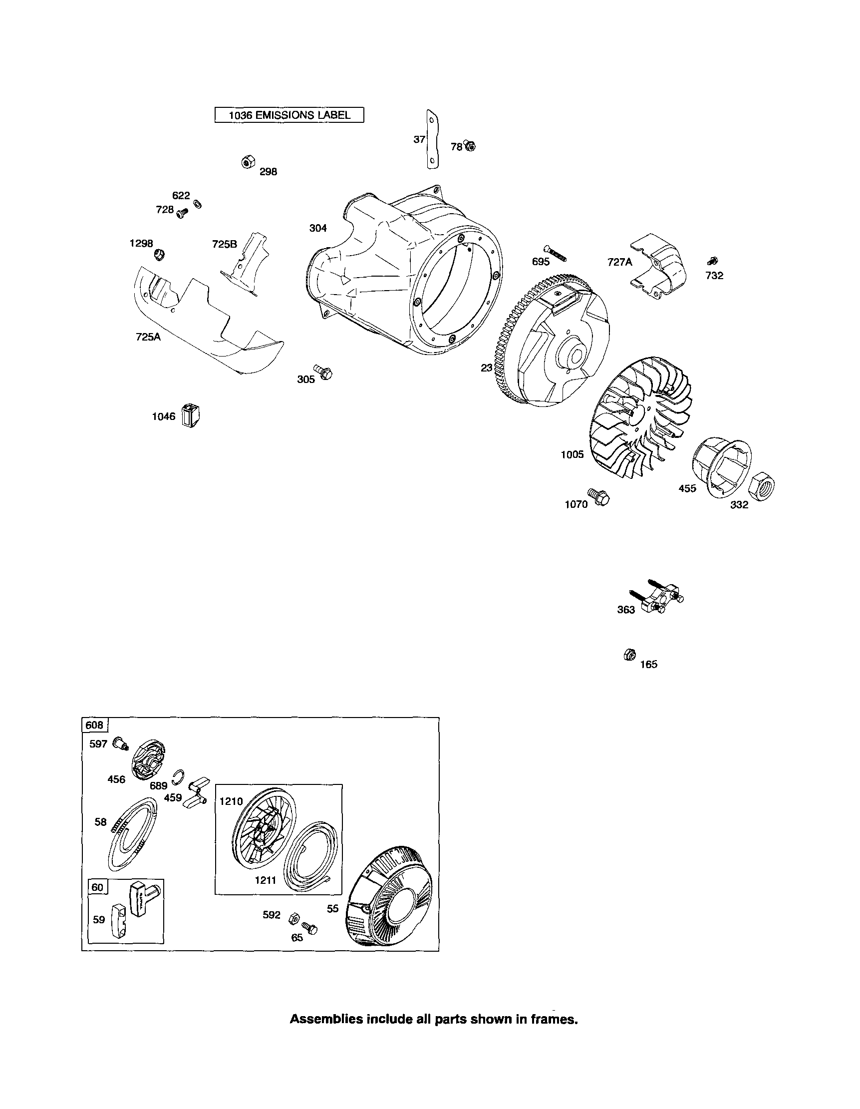 Rewind starter/blower housing