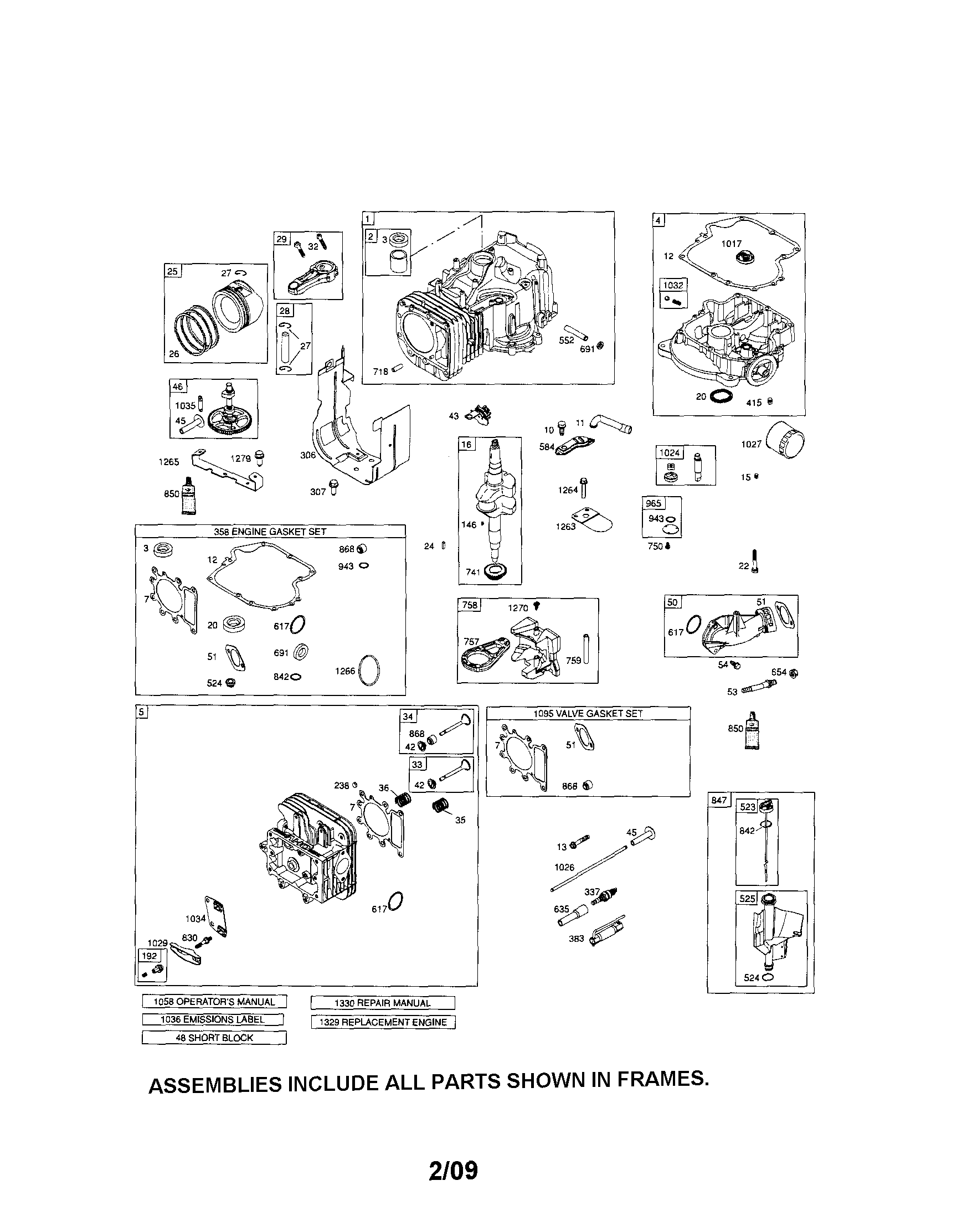 Cylinder/crankshaft/sump