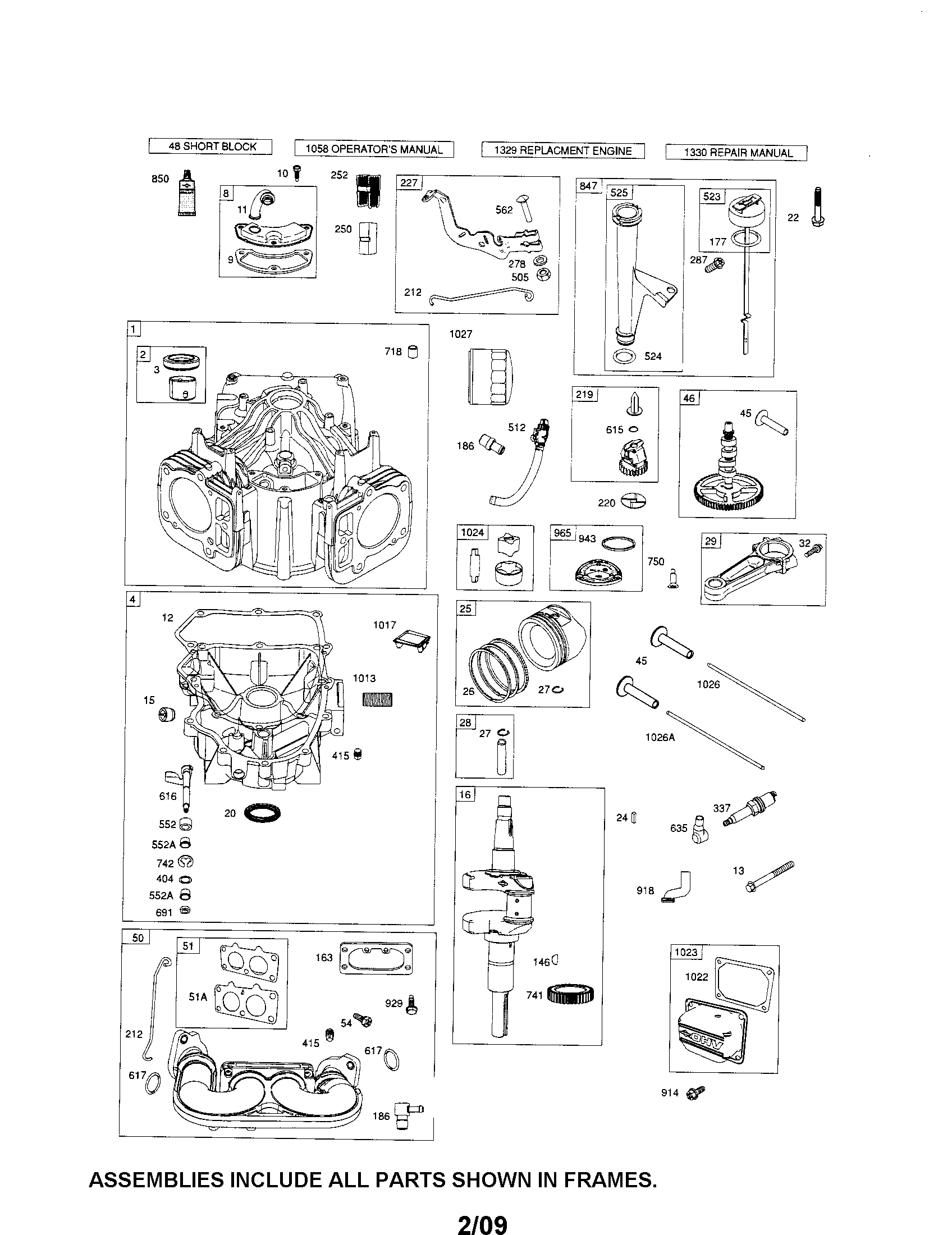 Cylinder/crankshaft/sump