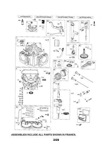 Cylinder/crankshaft/sump