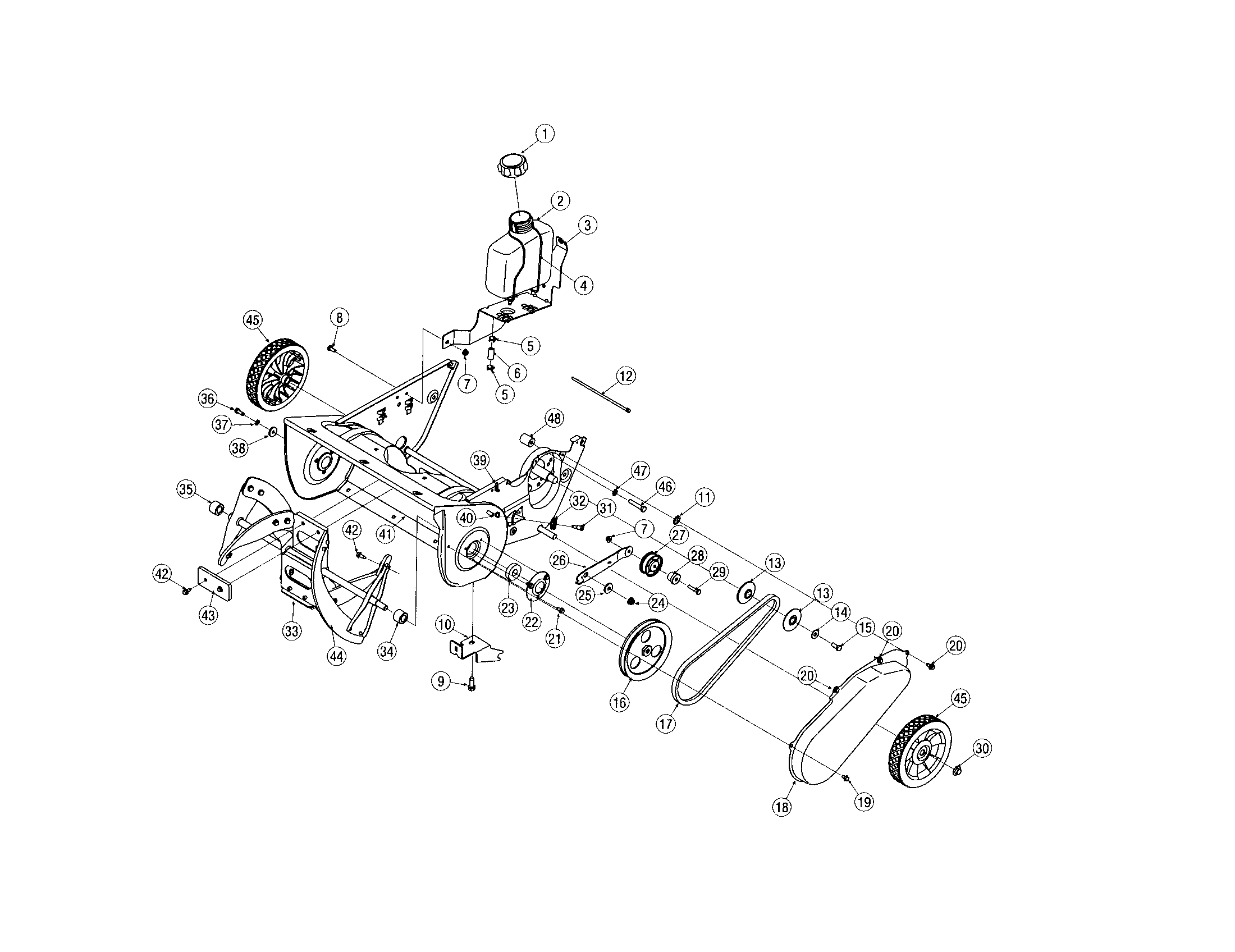 Auger and housing/fuel tank