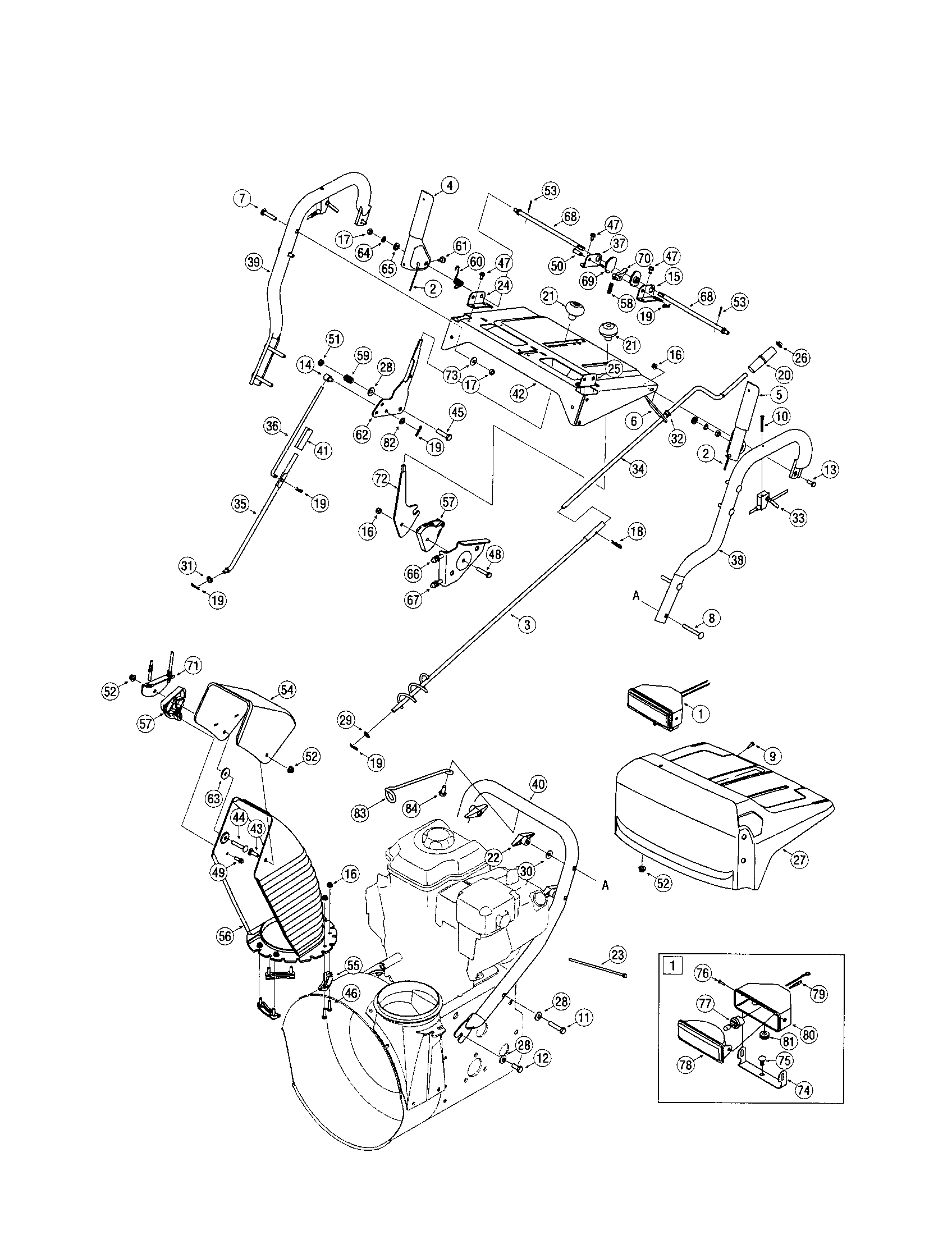 Handle/light/chute