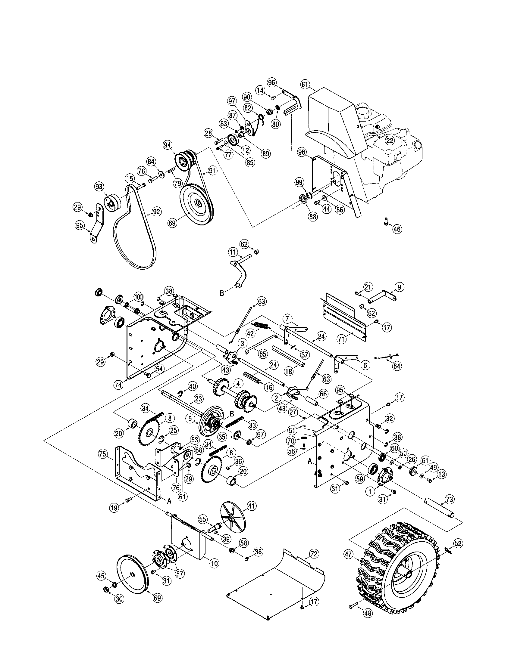 Wheels/transmission frame