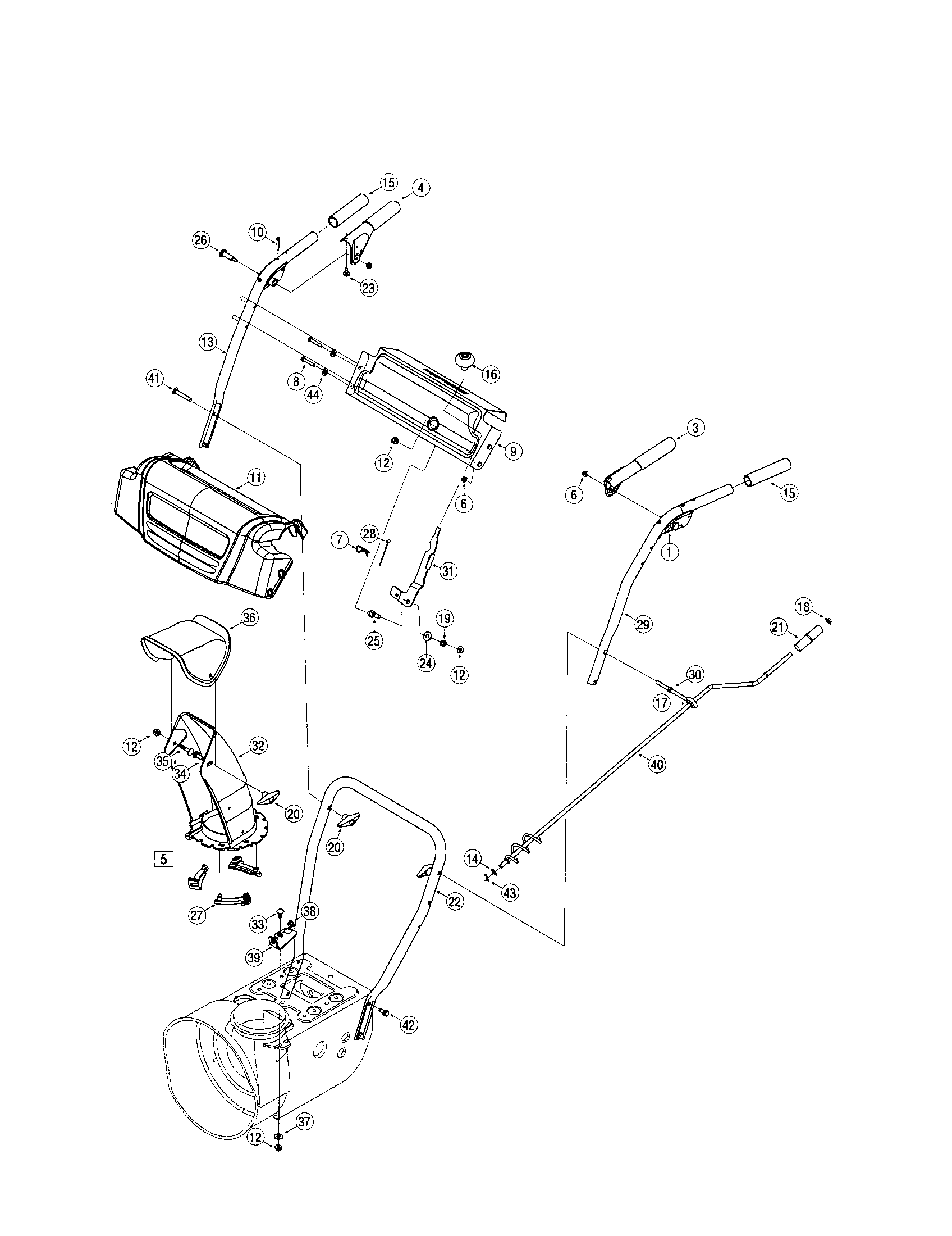 Handles/lower chute