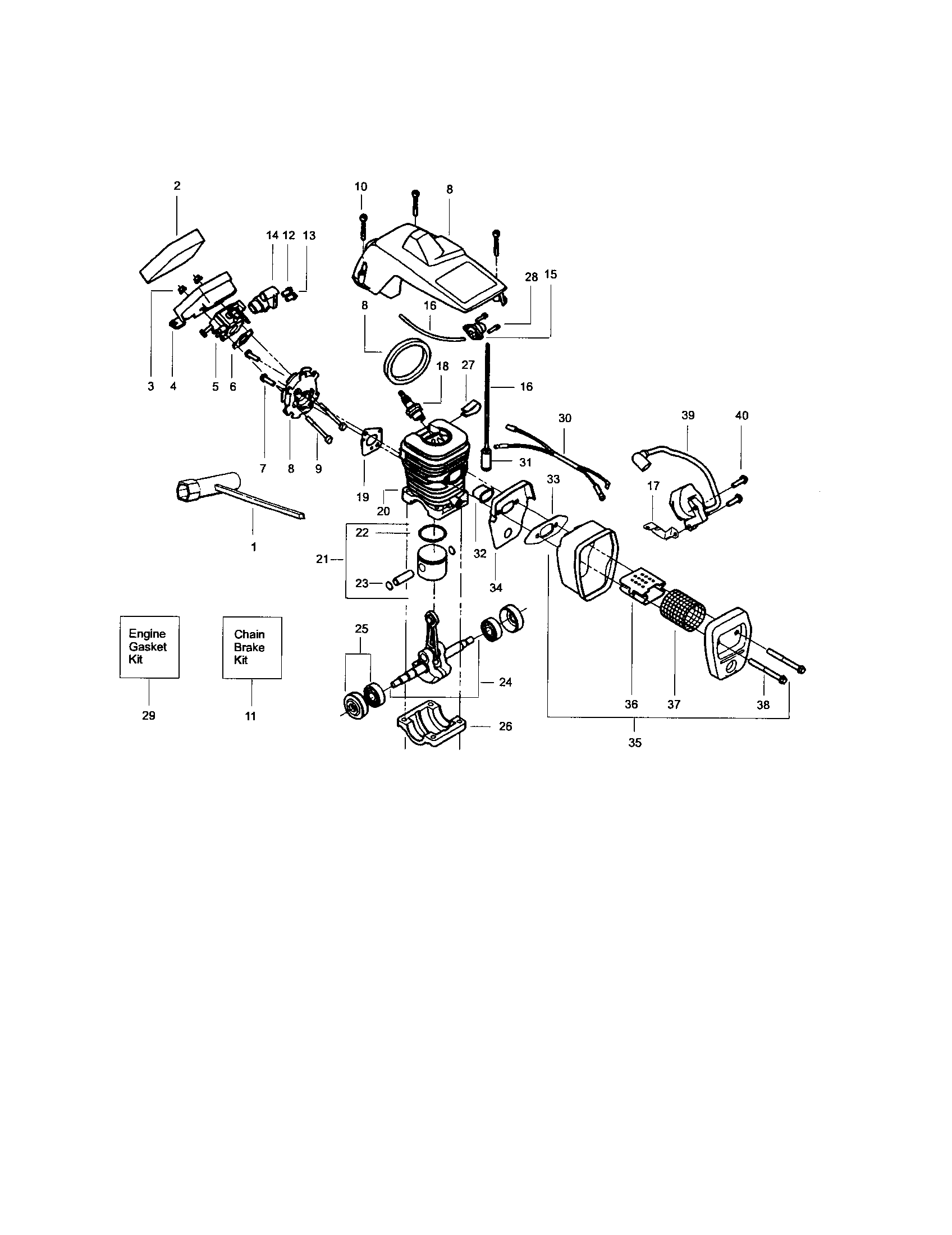 CYLINDER/SHIELD/CRANKSHAFT