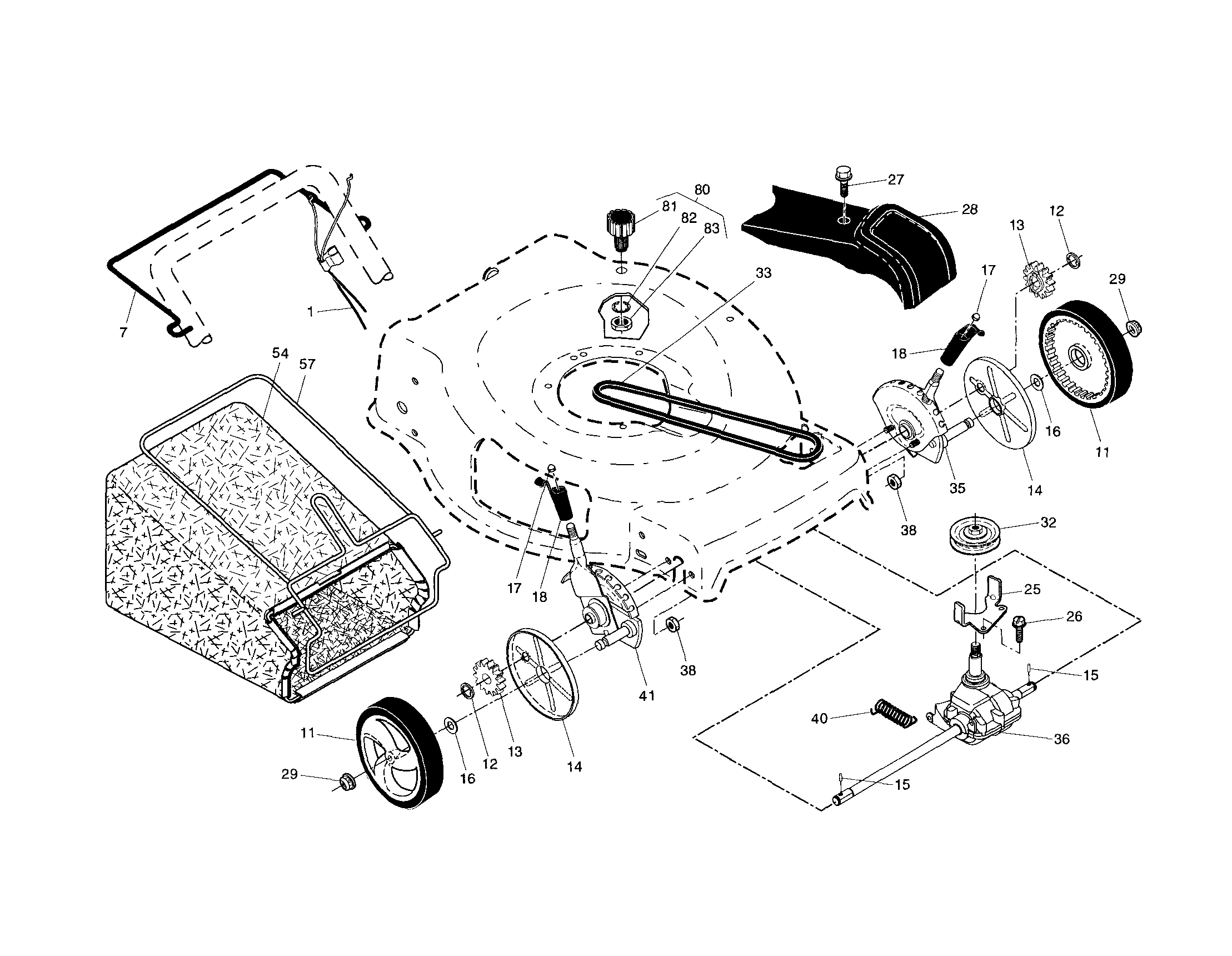 Drive control/gear case/wheels