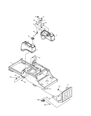 Fuel tank/bumper/control panel
